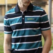 【Crocodile】男絲光棉寬條紋休閒短袖POLO衫(深藍色/深湖綠)
