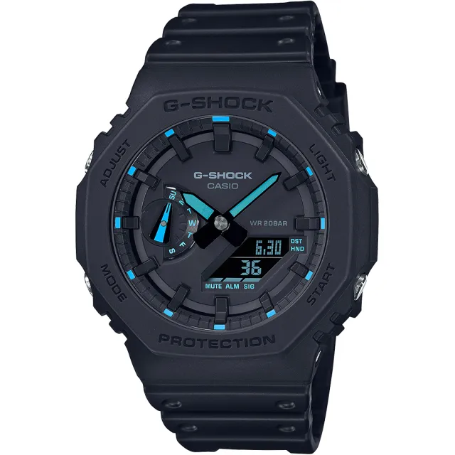 【CASIO 卡西歐】G-SHOCK 八角防護構造雙顯手錶 禮物 開學(GA-2100-1A2)