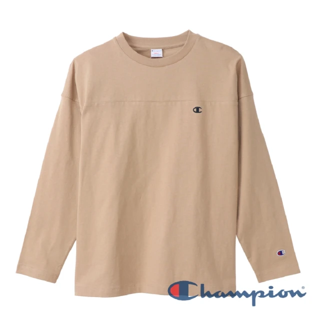 Champion 官方直營-Campus 背面配色Logo長袖Tee-男(卡其色)