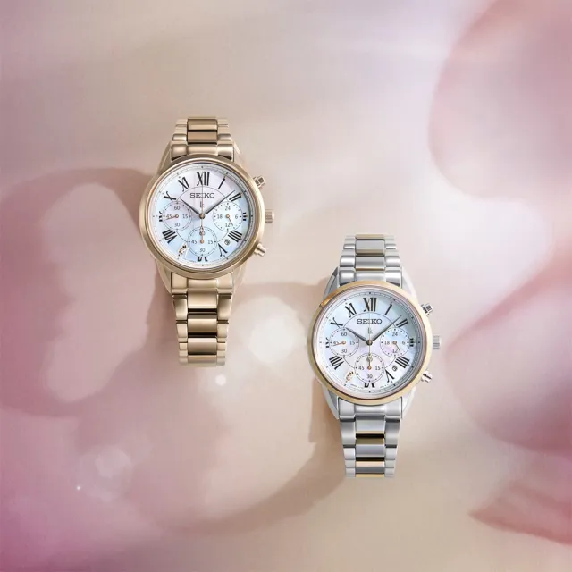 【SEIKO 精工】LUKIA 比利時精緻風太陽能三眼鋼帶女錶款36.4mm(多款可選 均一價) 雙11 送禮