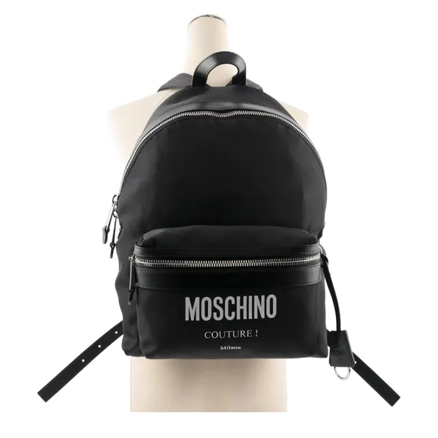 【MOSCHINO】Logo 尼龍口袋後背包(黑色)