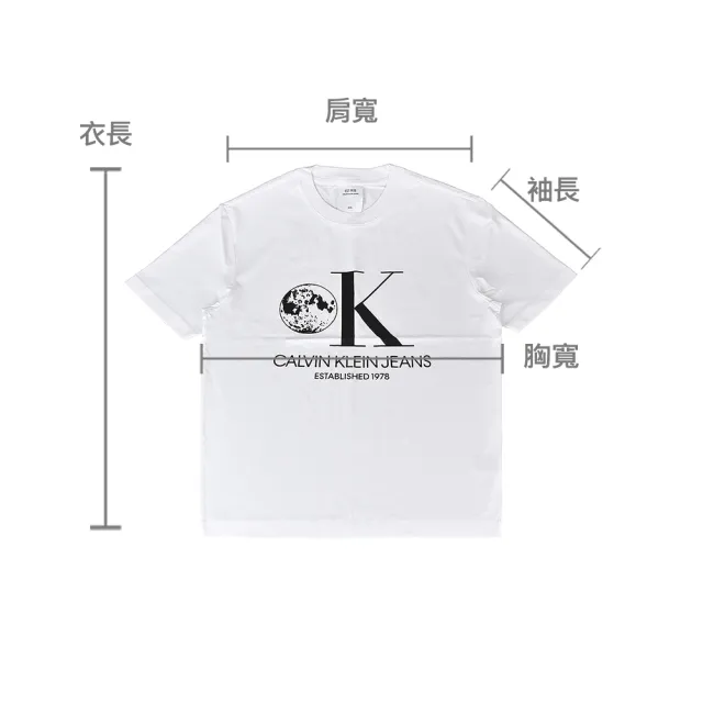 【CALVIN KLEIN】CK Calvin Klein黑字飾月球印花LOGO短T(男裝/白)