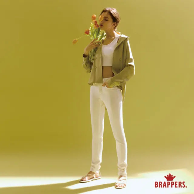 【BRAPPERS】女款 Color Life色褲系列-中腰彈性窄管褲(白)