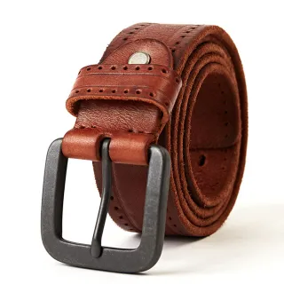 【Jpqueen】單色中性針扣雙層牛皮腰帶皮帶(3色尺寸可選)