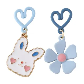 【MISA】韓國設計S925銀針不對稱可愛小兔花朵造型耳環(S925銀針耳環 小兔耳環 花朵耳環)