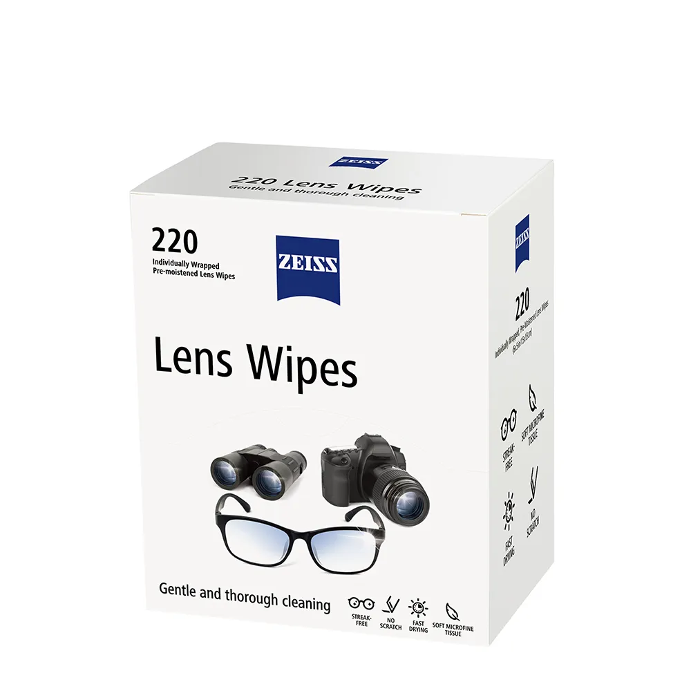 【ZEISS 蔡司】Lens Wipes 濕式拭鏡紙 220入(盒裝/單片獨立包裝)