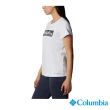 【Columbia 哥倫比亞 官方旗艦】女款- Omni-Shade UPF50酷涼快排LOGO短袖上衣-白色(UAR34550WT / 2022年春