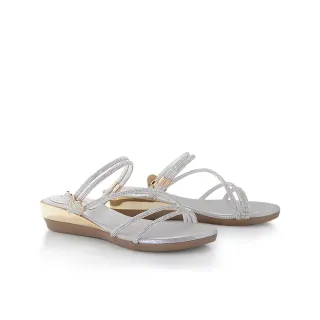 【Keeley Ann】水鑽條帶楔型涼拖鞋(銀色431008227)