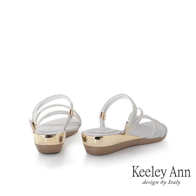 【Keeley Ann】水鑽條帶楔型涼拖鞋(銀色431008227)