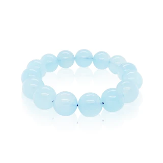 【AURORA 歐羅拉】海水藍寶天然水晶手珠手串手鏈(14mm)
