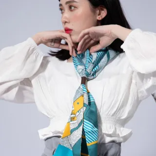 【BANNIES 法式蠶絲巾】頂級法式蠶絲巾｜快樂協奏曲(親膚 蠶絲 領巾 絲巾)