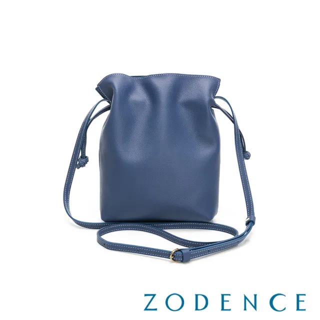【ZODENCE 佐登司】LARA進口真皮抽繩手機包(藕藍)