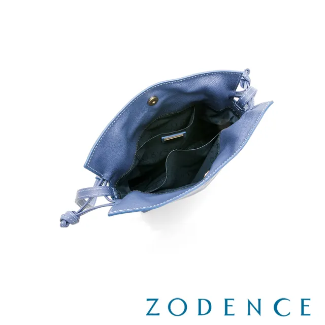 【ZODENCE 佐登司】LARA進口真皮抽繩手機包(藕藍)