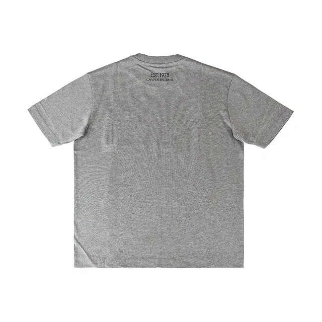 【CALVIN KLEIN】CK Calvin Klein螢光橘字印花LOGO純棉短T(男裝/灰)