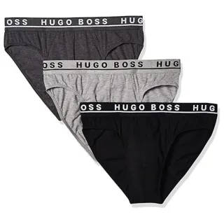 【HUGO BOSS】2022男時尚碳灰黑色三角內著混搭3件組-網