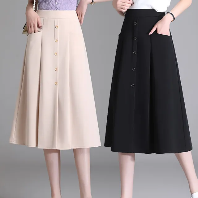 【麗質達人】2181雙口袋中長裙-AA(M-5XL)