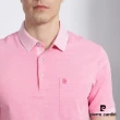 【pierre cardin 皮爾卡登】商務休閒 男款 雙色交織素色短袖POLO衫-粉紅色(5227252-65)