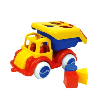 【瑞典Viking Toys】Jumbo形狀認知資源回收車-含2隻人偶-28cm 81258(交通玩具)