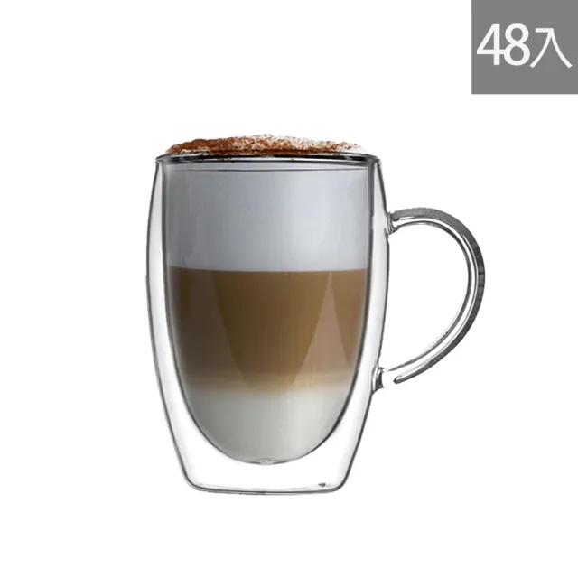 耐熱把手雙層杯 350ml 48入組(雙層玻璃杯 雙層杯)