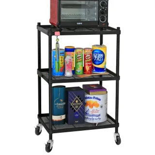 【居家cheaper】厚鐵框45X60X98CM三層推車(鐵架/波浪架/層架/置物架/儲藏架/貨架)