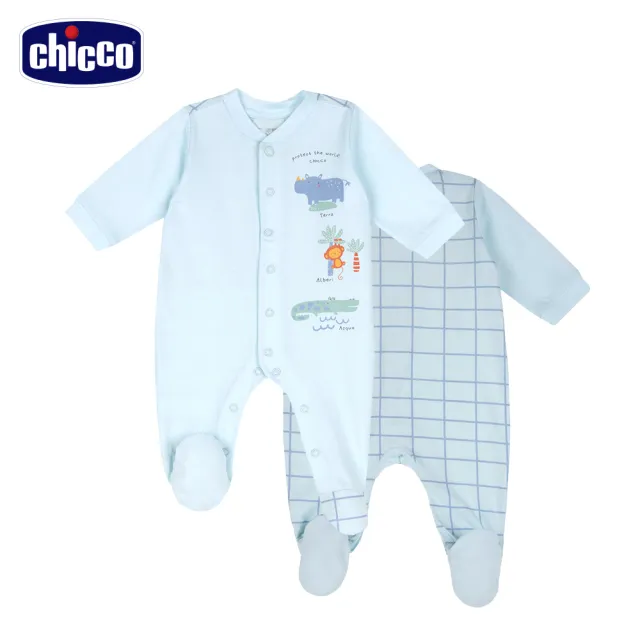 【Chicco】SB 粉彩-印圖前開長袖兔裝(2022款式)