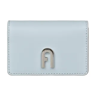 【FURLA 芙拉】FURLA MOON拱門LOGO小牛皮3卡扣式短夾(淺藍)