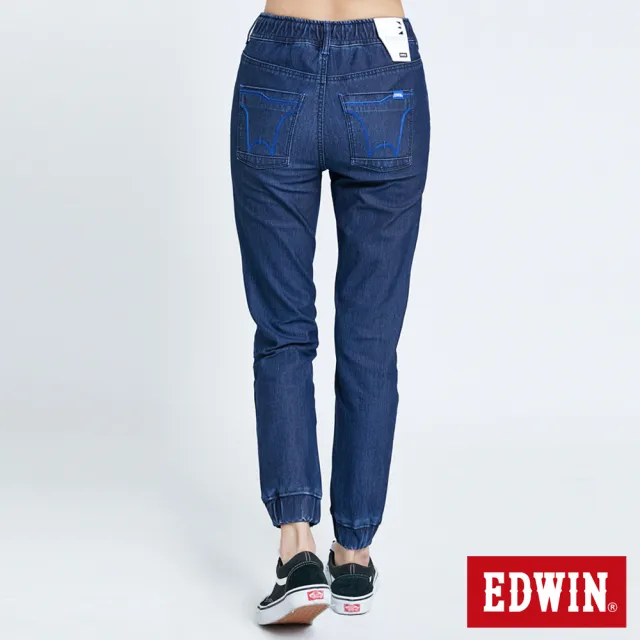 【EDWIN】女裝 迦績E-FUNCTION綁帶束口牛仔褲(酵洗藍)