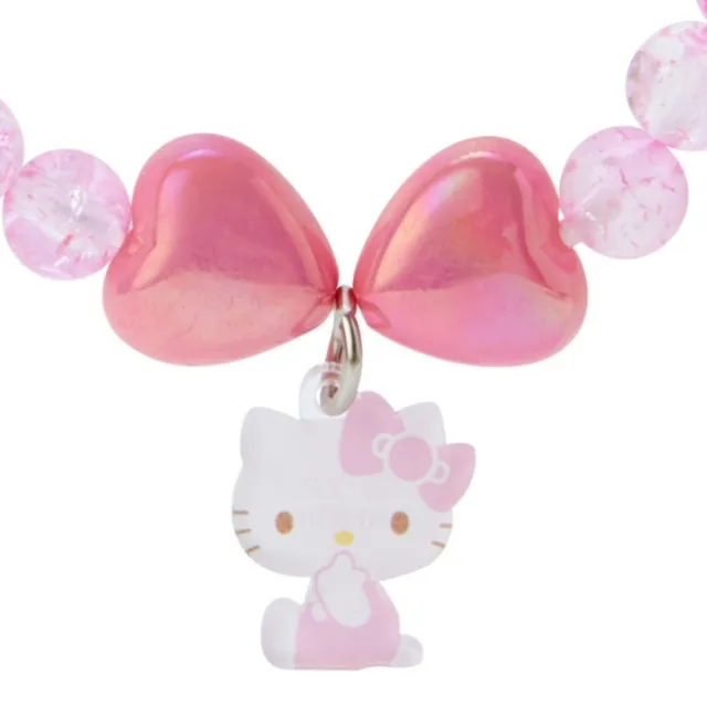 【小禮堂】Hello Kitty 兒童串珠吊飾手環 《粉蝴蝶結款》(平輸品)