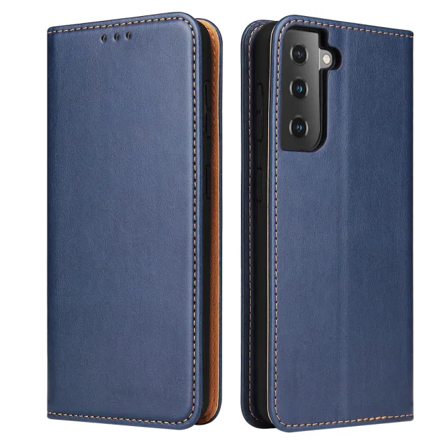 【Fierre Shann】Samsung S21 FE 5G 6.4吋 磁吸側掀真皮紋手工PU皮套