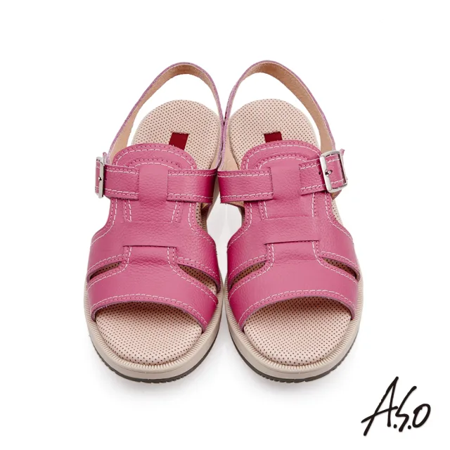 【A.S.O 阿瘦集團】頂級氣墊減壓系列簡約素色休閒涼鞋(桃粉紅)