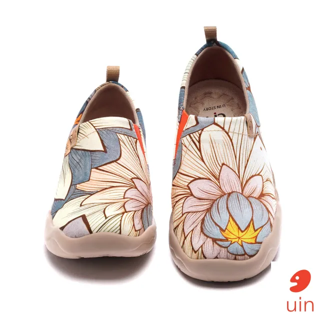 【uin】西班牙原創設計 女鞋 荷與蓮彩繪休閒鞋W0101074(彩繪)