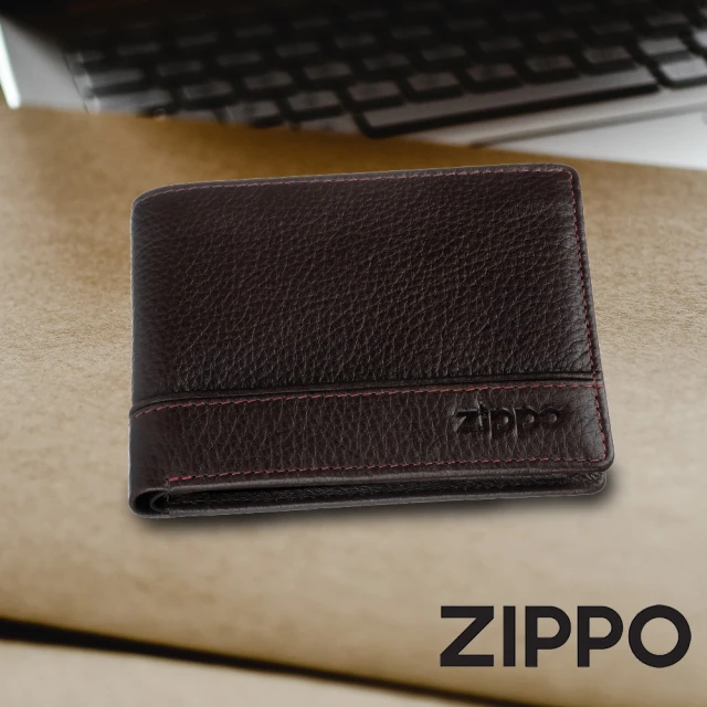 【Zippo官方直營】棕色牛皮三折皮夾-常規款(皮件皮夾)
