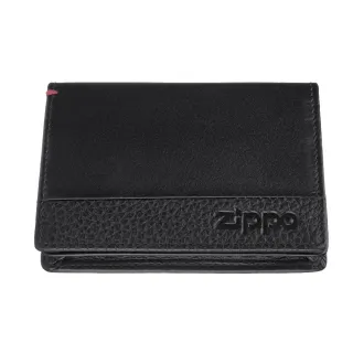 【Zippo官方直營】黑色牛皮雙折名片夾(皮件皮夾)