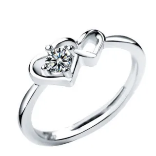 【Sayaka 紗彌佳】戒指 飾品  當愛來臨雙心造型鑲鑽戒指 / 可調式戒圍
