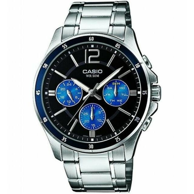 【CASIO 卡西歐】時尚三眼日曆手錶 618 送禮(MTP-1374D-2A/速)
