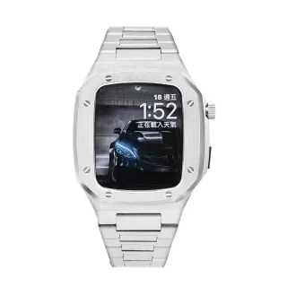 【STAR TIME】Apple Watch 4/5/6/7/SE 蘋果手錶保護殼/錶殼 銀色全不鏽鋼(SC6001S/S-44/45mm)