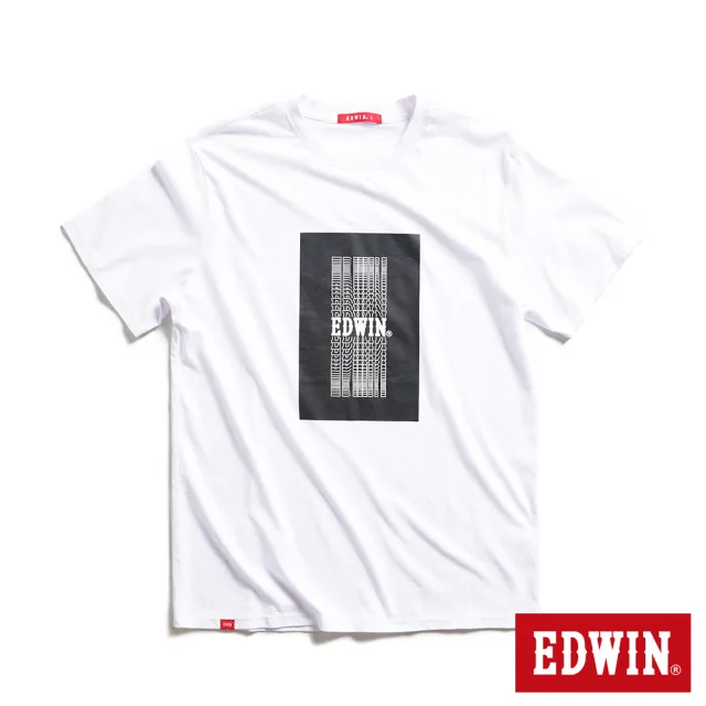 【EDWIN】男女裝 網路獨家↘3D色塊LOGO短袖T恤(白色)