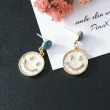 【MISA】韓國設計S925銀針可愛亮片笑臉滴釉造型耳環(S925銀針耳環 亮片耳環 笑臉耳環)