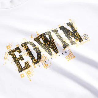【EDWIN】男女裝 網路獨家↘晶片LOGO短袖T恤(白色)