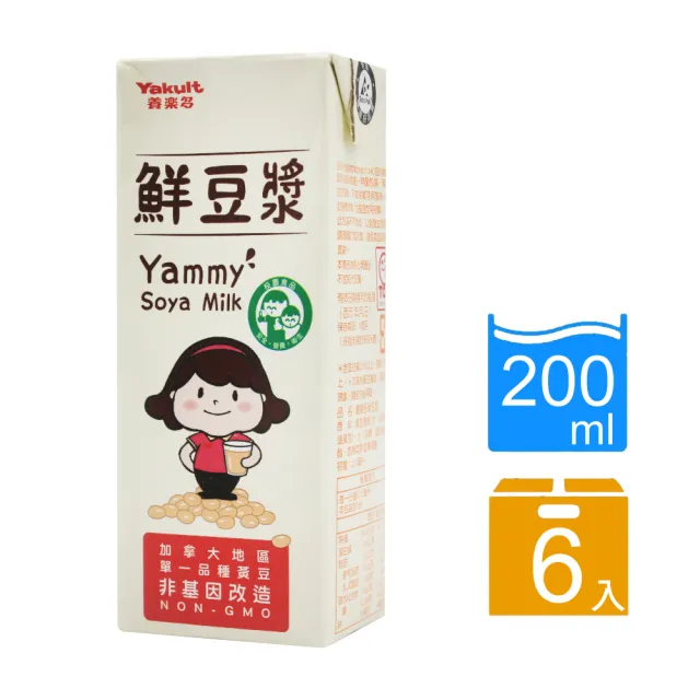 【Yakult 養樂多】鮮豆漿(200ml*6入/組)