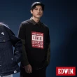 【EDWIN】男女裝 網路獨家↘標籤貼紙LOGO短袖T恤(黑色)