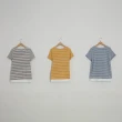 【CUMAR】條紋配色反折袖圓領-女短袖上衣 條紋 藍 白 黃(三色/魅力商品/版型適中)