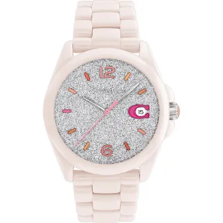 【COACH】特別版 C字Logo陶瓷日曆女錶-36mm 新年禮物(CO14503939)