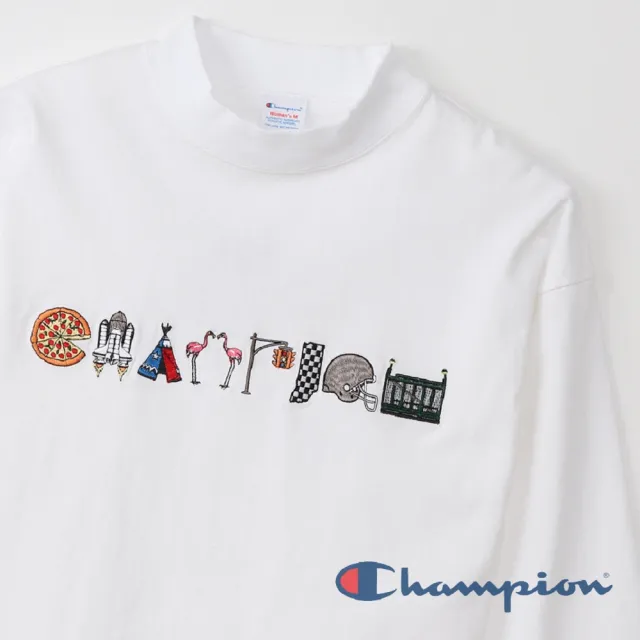 【Champion】官方直營-Womens刺繡Logo長袖Tee-女(白色)