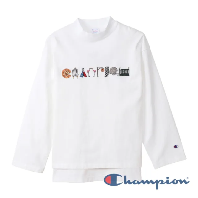 【Champion】官方直營 女款-LOGO刺繡長袖Tee-白色(CW-S405-010)