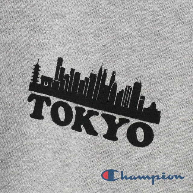 【Champion】官方直營-Womens 圓領Tokyo Logo大學長袖Tee-女(灰色)