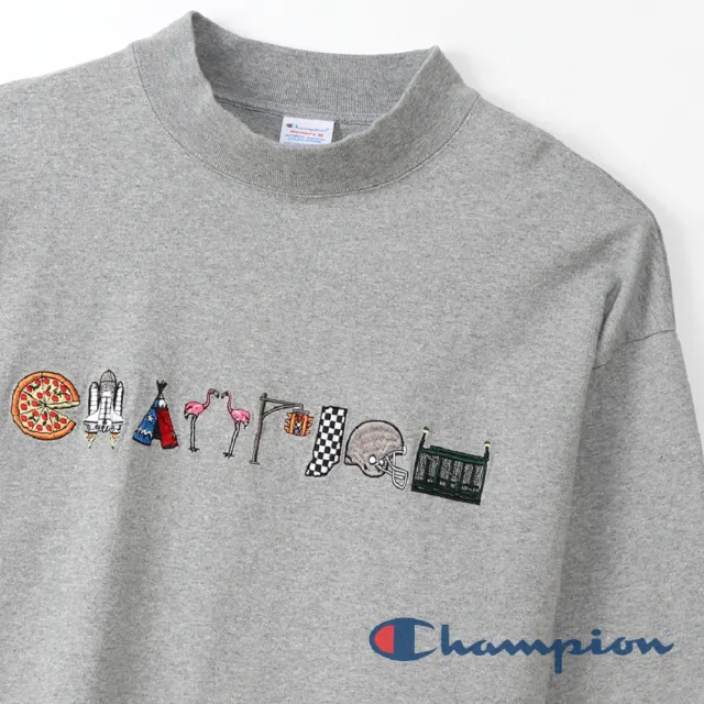 【Champion】官方直營-Womens刺繡Logo長袖Tee-女(灰色)