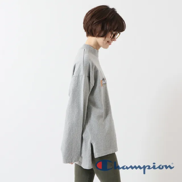 【Champion】官方直營-Womens刺繡Logo長袖Tee-女(灰色)