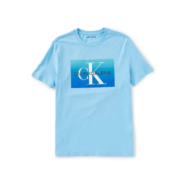 【Calvin Klein 凱文克萊】CK 圓領 印刷LOGO漸層變色 短袖 T恤 上衣 兩色(純棉短T)