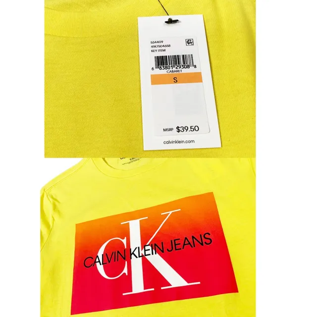 【Calvin Klein 凱文克萊】CK 圓領 印刷LOGO漸層變色 短袖 T恤 上衣 兩色(純棉短T)